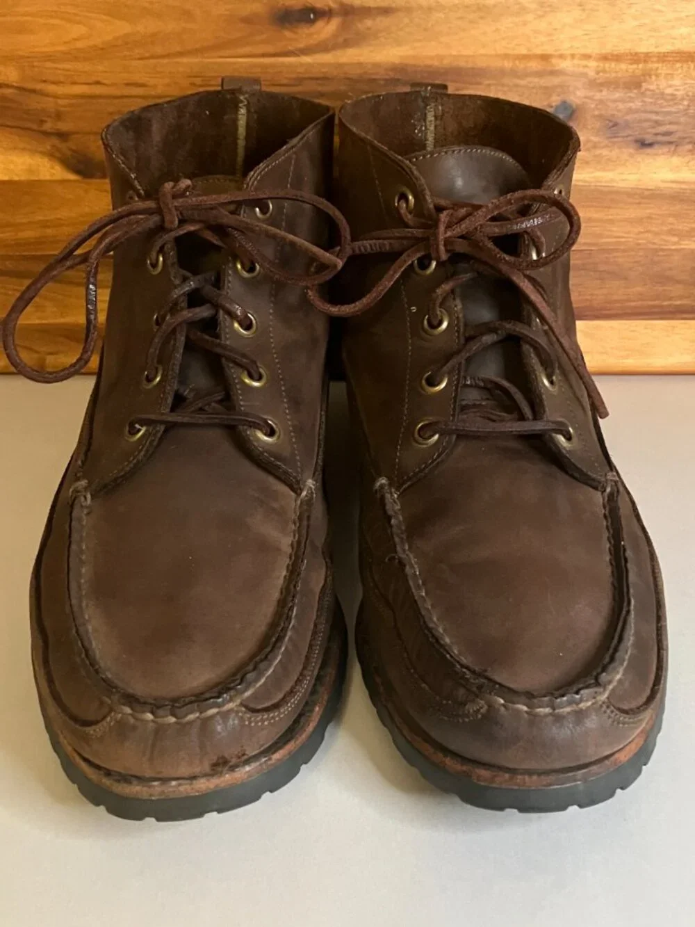 Vintage Florsheim Outdoorsman Boots Mens 10 Brown Leather Chukka Made in USA